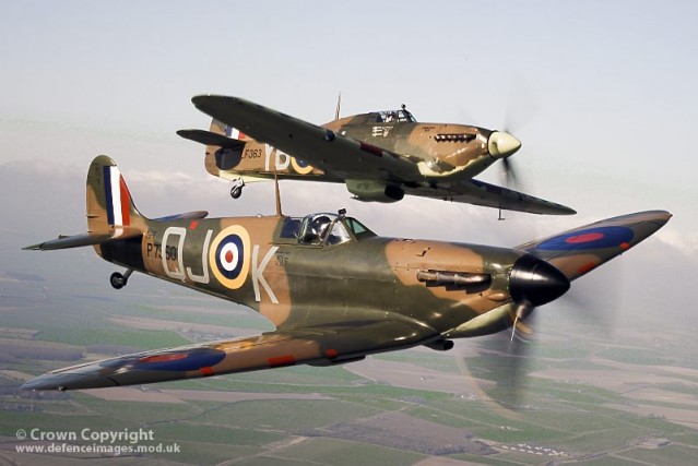 WW2 Spitfire and Hurricane Aircraft from Battle of Britain Memorial Flight